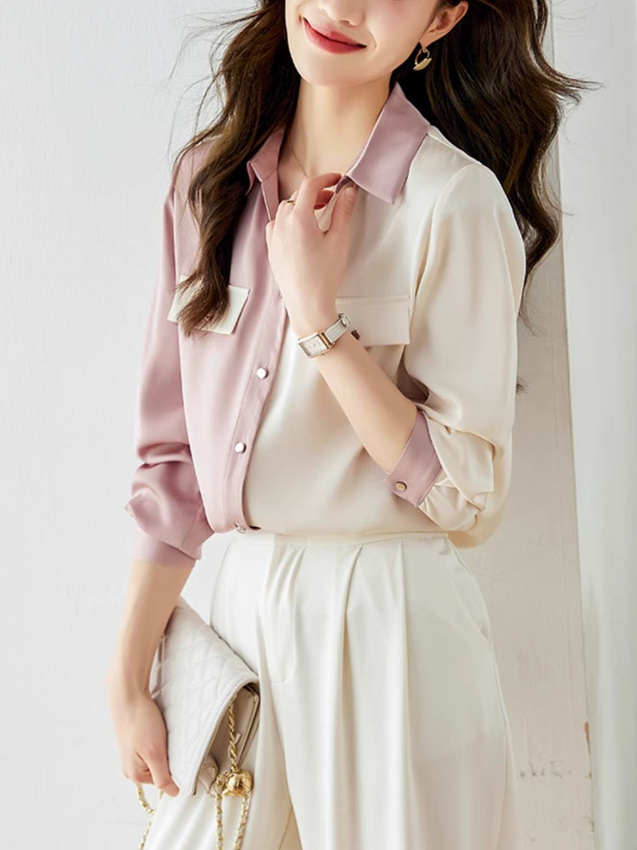 Versatile Contrast Color Shirt