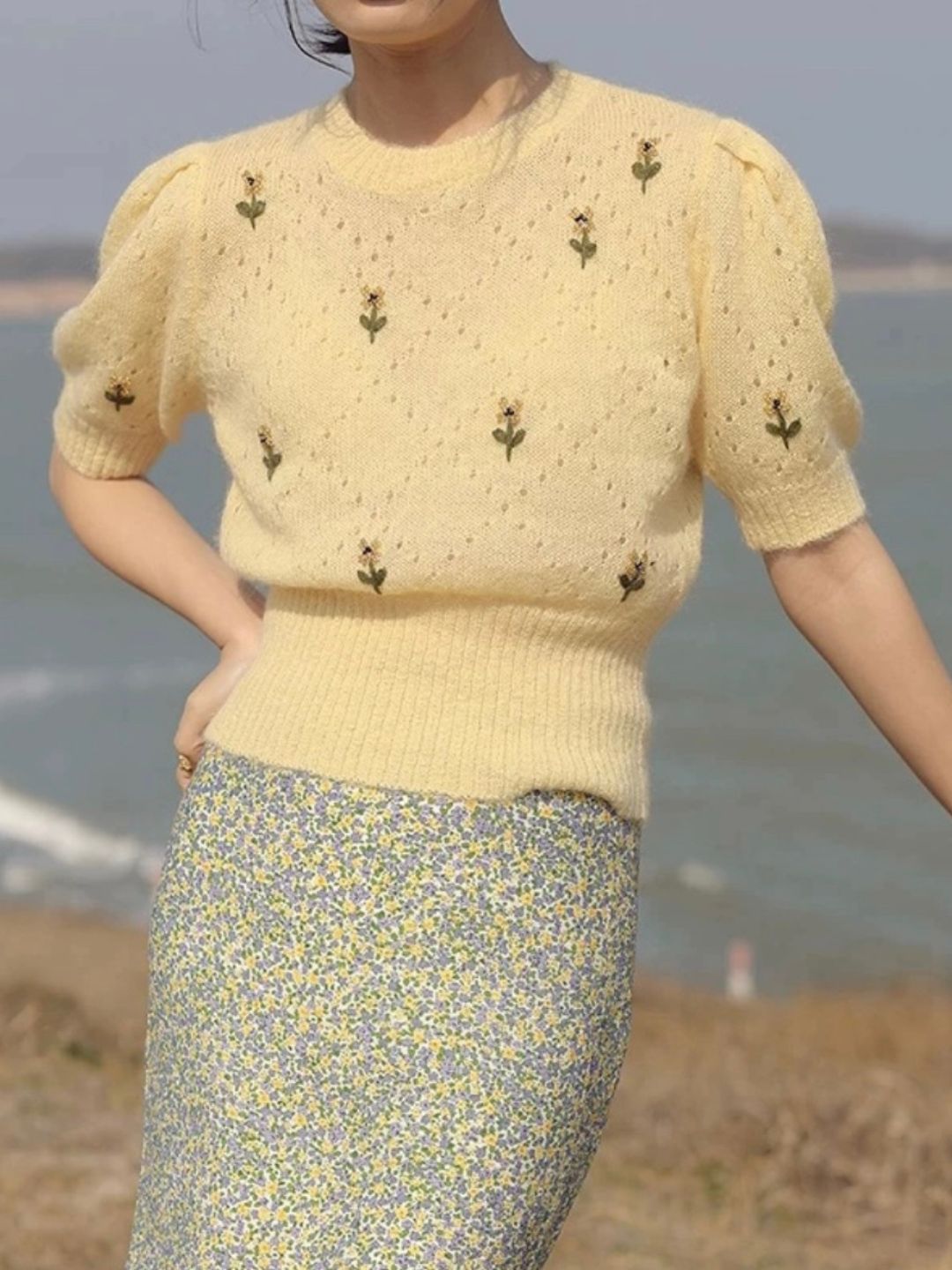 Embroidered Top - Round Neck