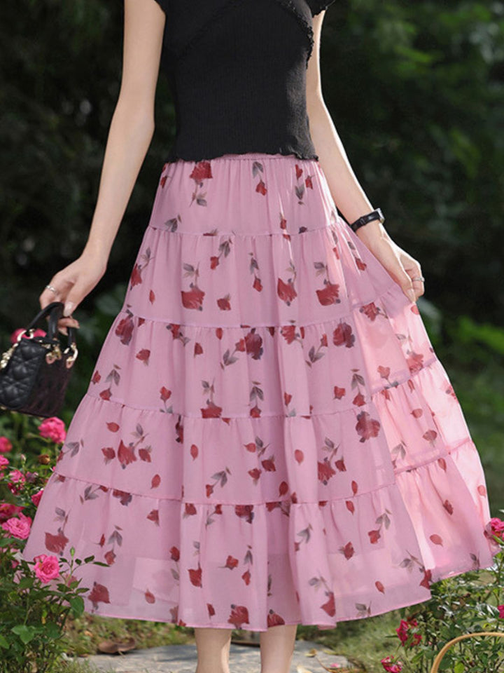 Purple Floral Skirt