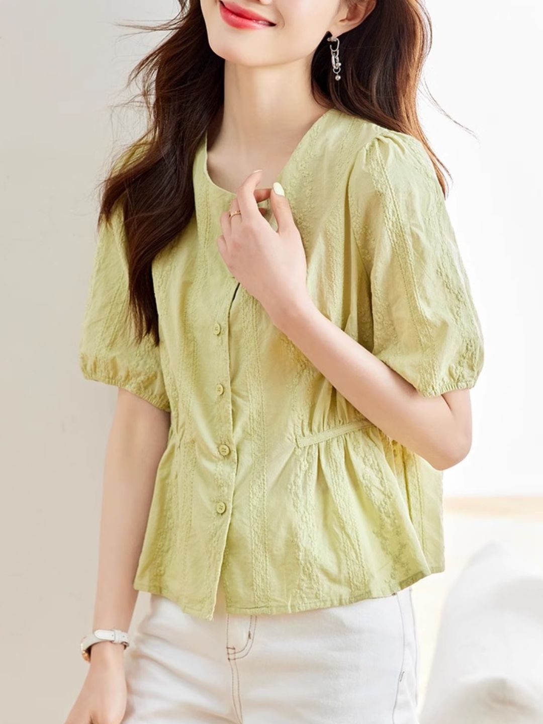 Round Neck Embroidered Shirt