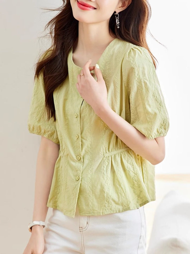 Round Neck Embroidered Shirt