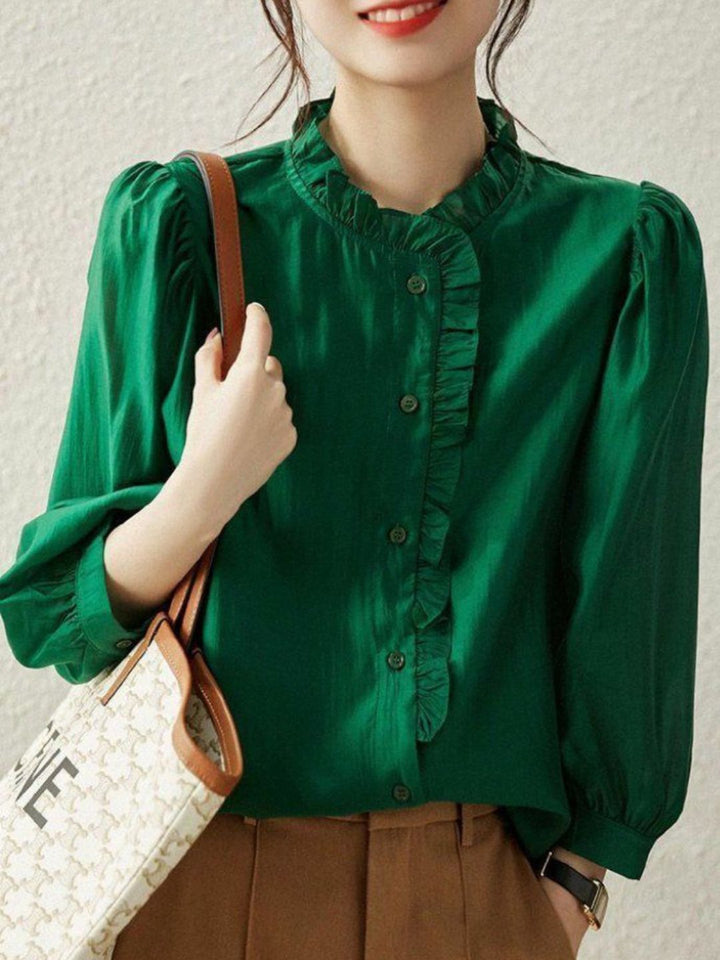Vintage Loose Stand Collar Shirt