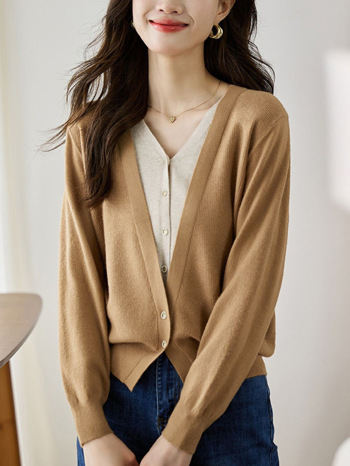 Colorblock Knitted Cardigan - Purple