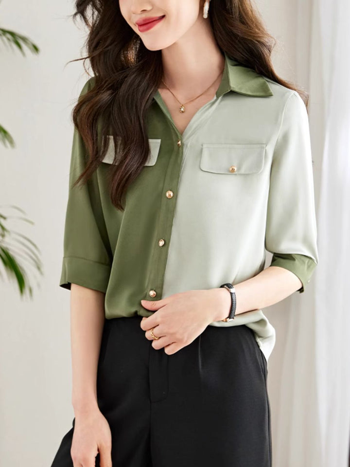Versatile Contrast Color Shirt