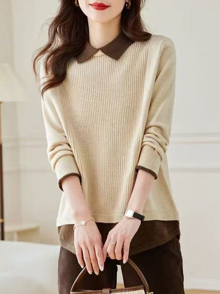 Classic Casual Lapel Sweater - Red