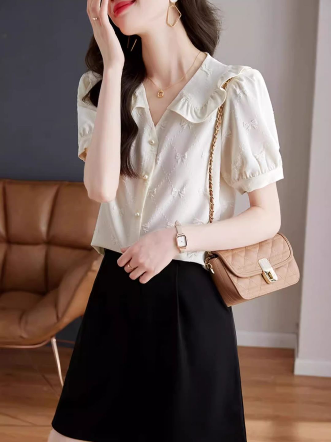 Bow Casual Chiffon Shirt Top