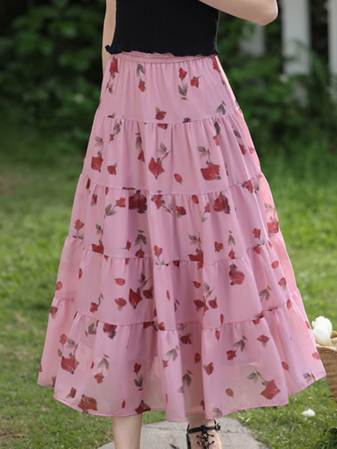 Purple Floral Skirt