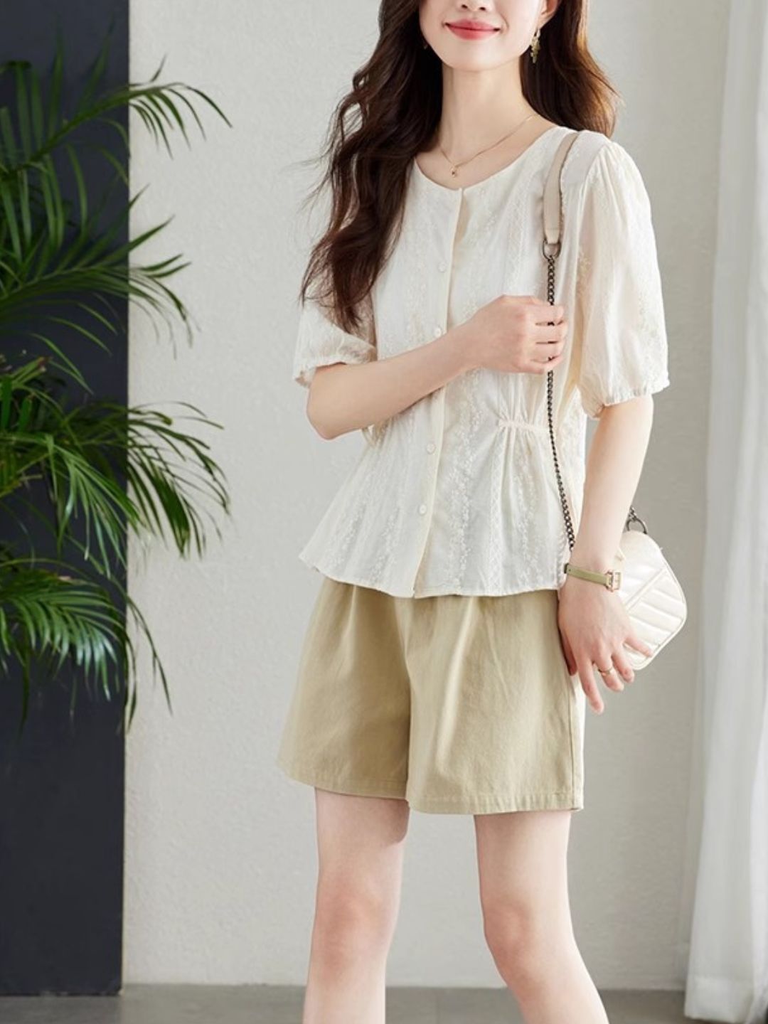 Round Neck Embroidered Shirt