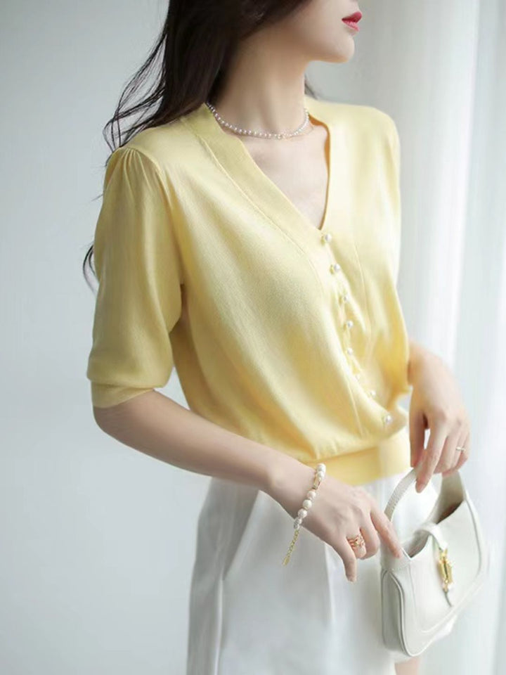 V-neck Sweater Top - Green