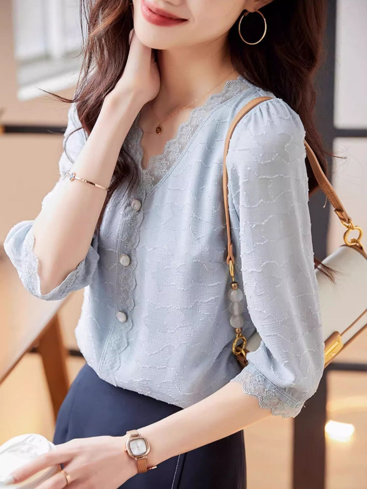 Chiffon V-neck Shirt