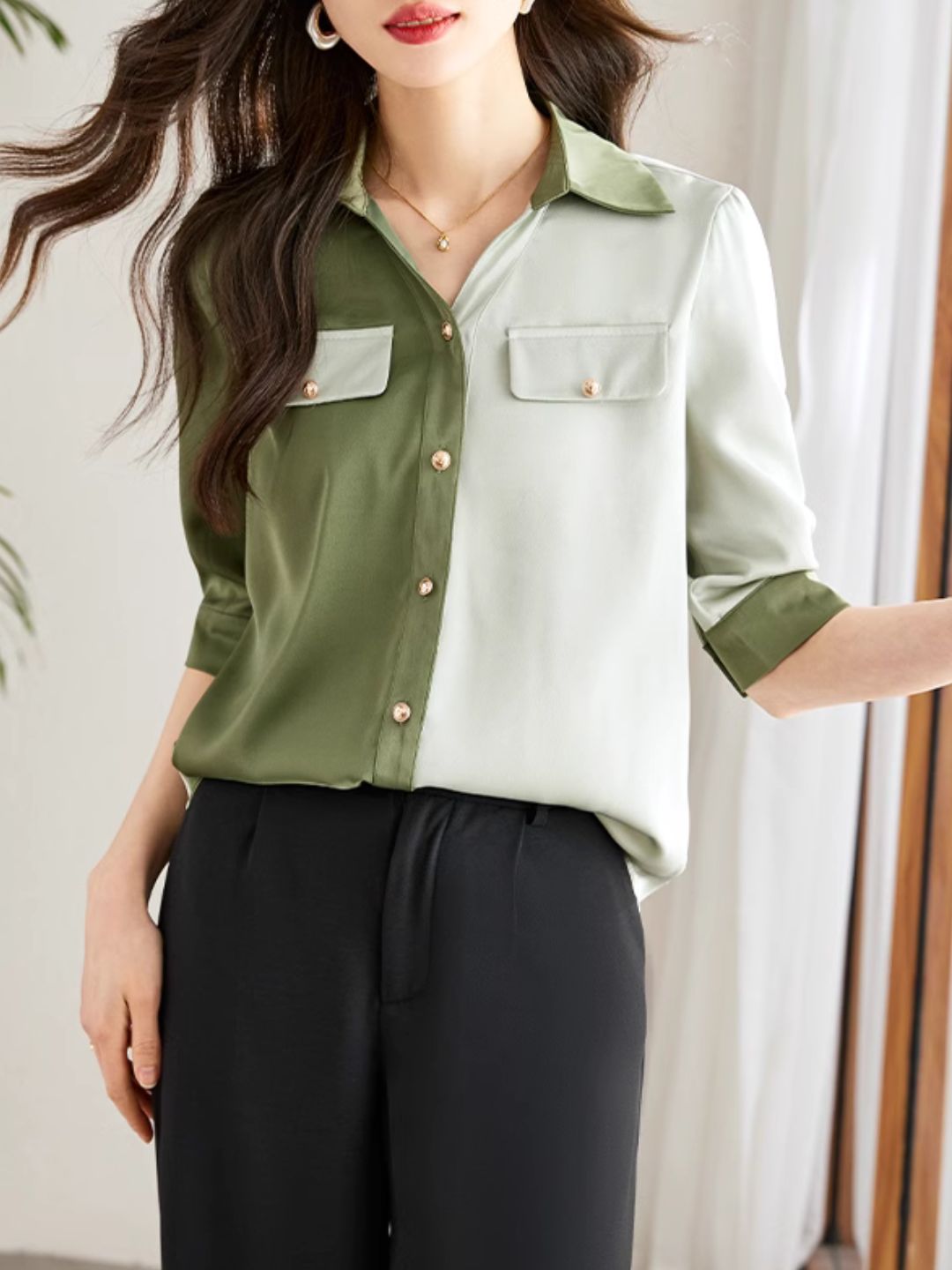 Versatile Contrast Color Shirt