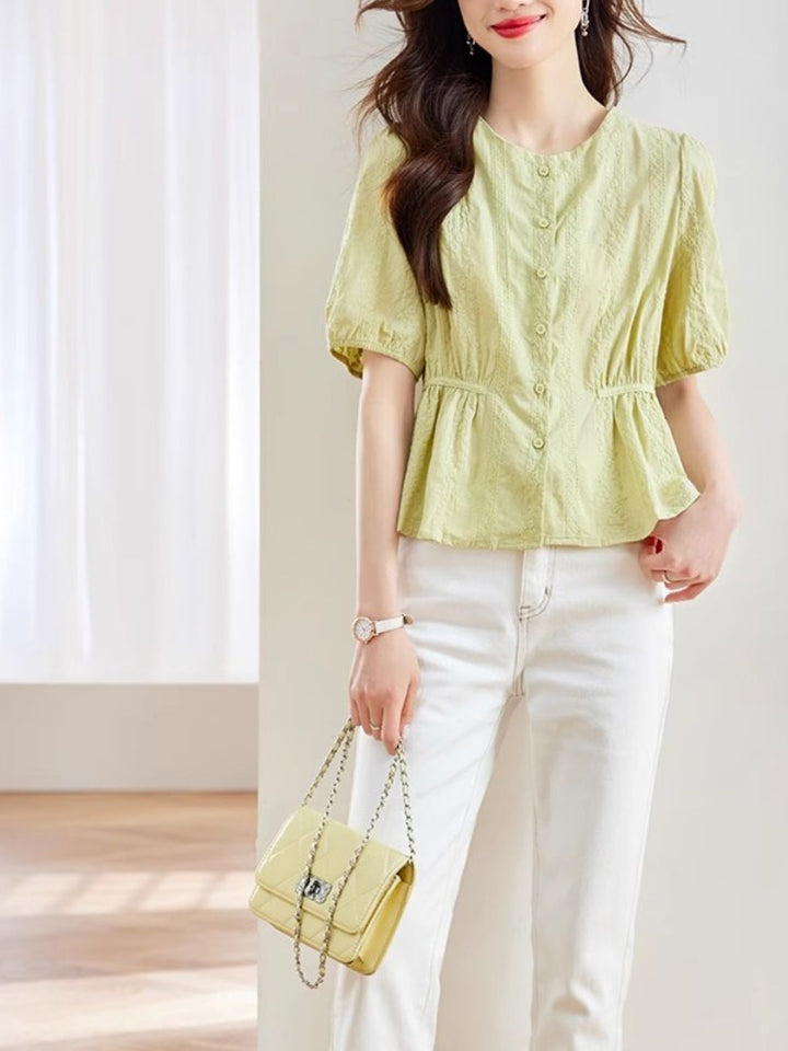 Round Neck Embroidered Shirt
