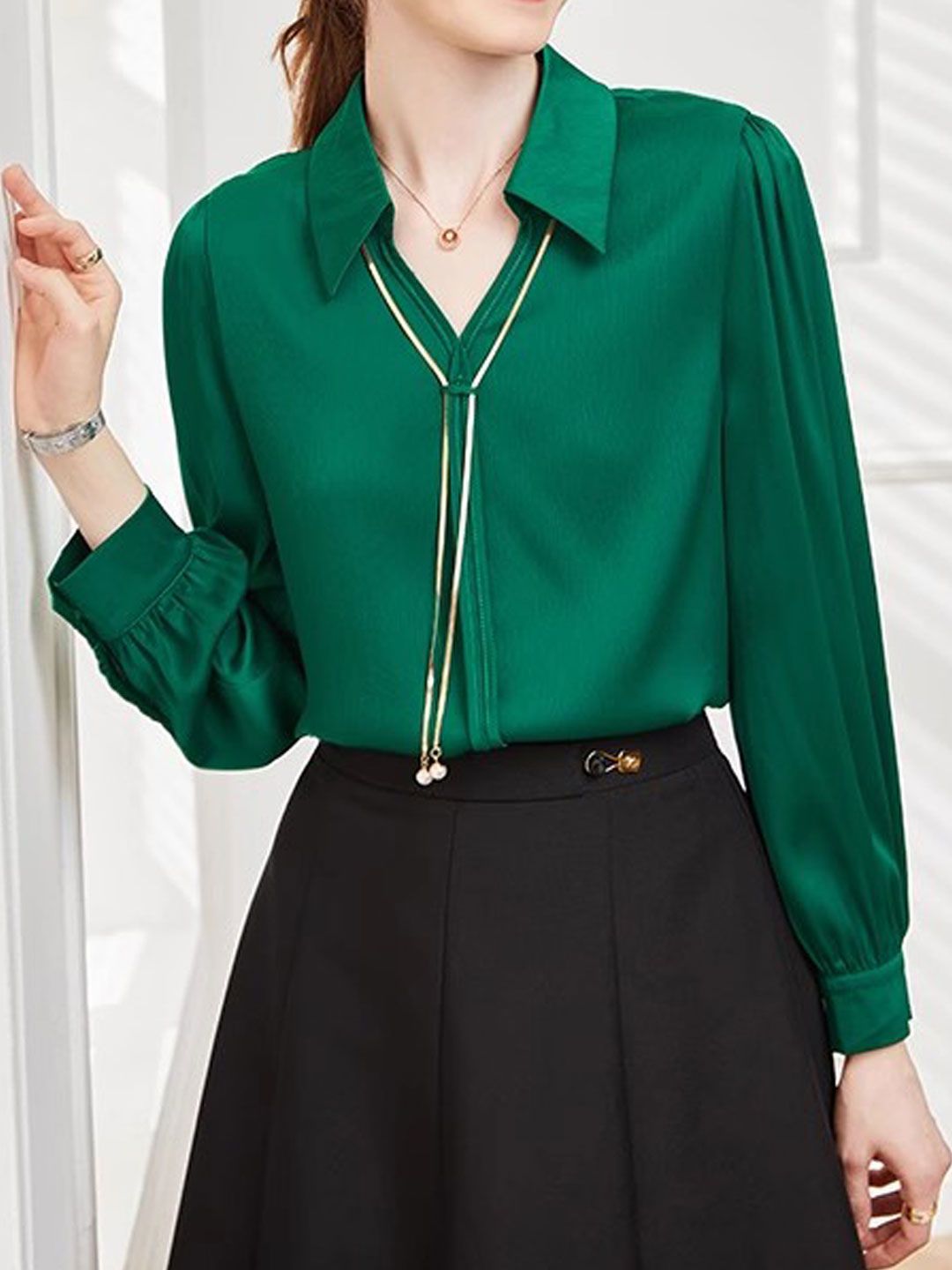 Elegant V-Neck Satin TOP