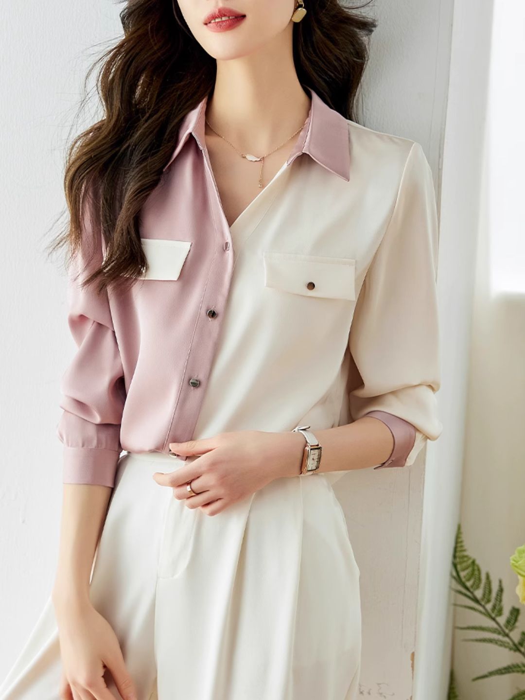 Versatile Contrast Color Shirt
