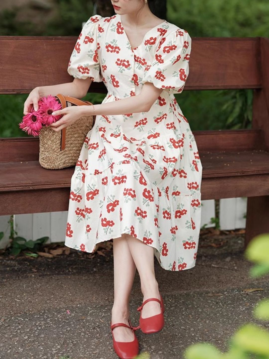 V-neck  Dress