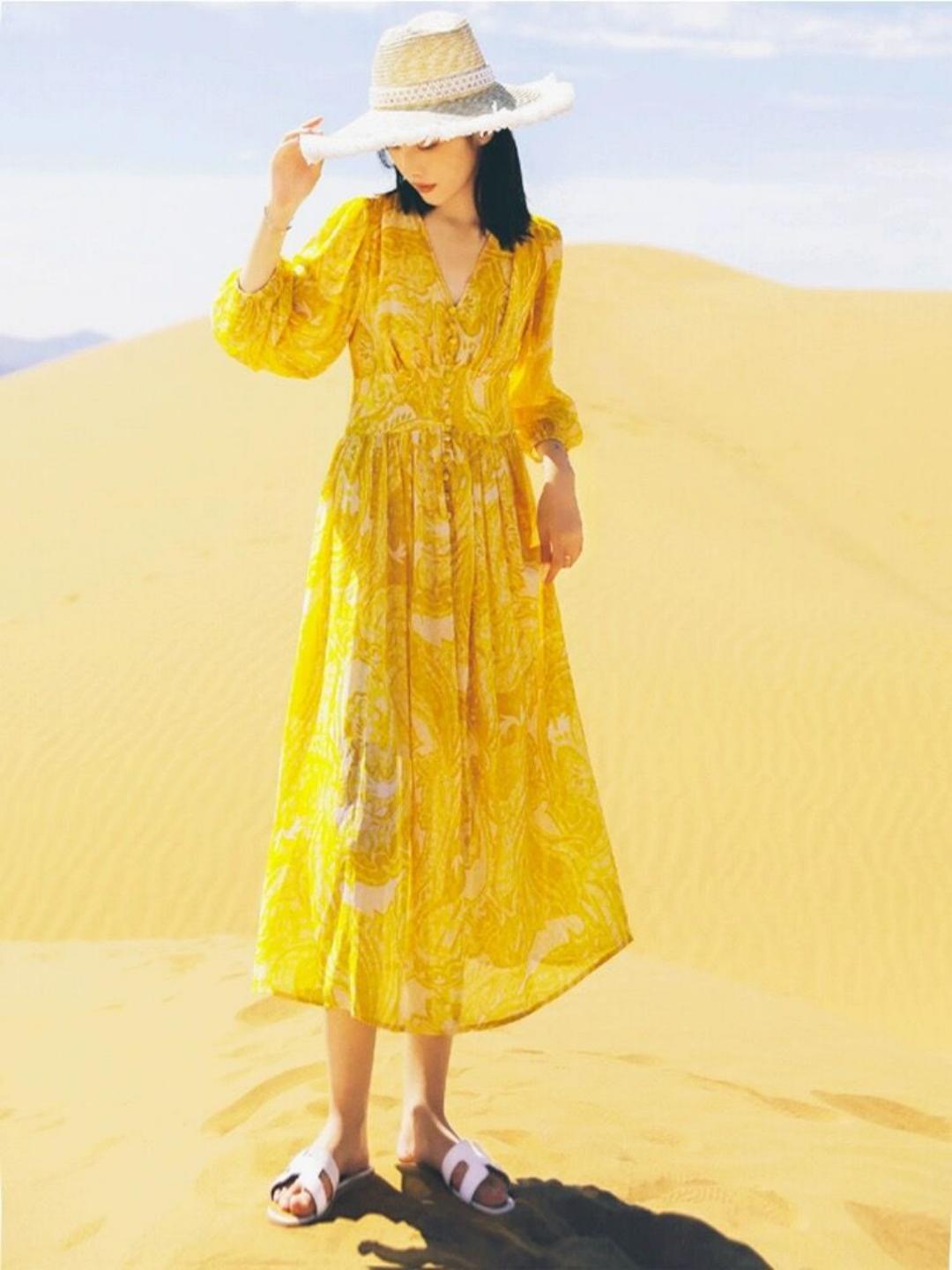 V-neck Chiffon Dress