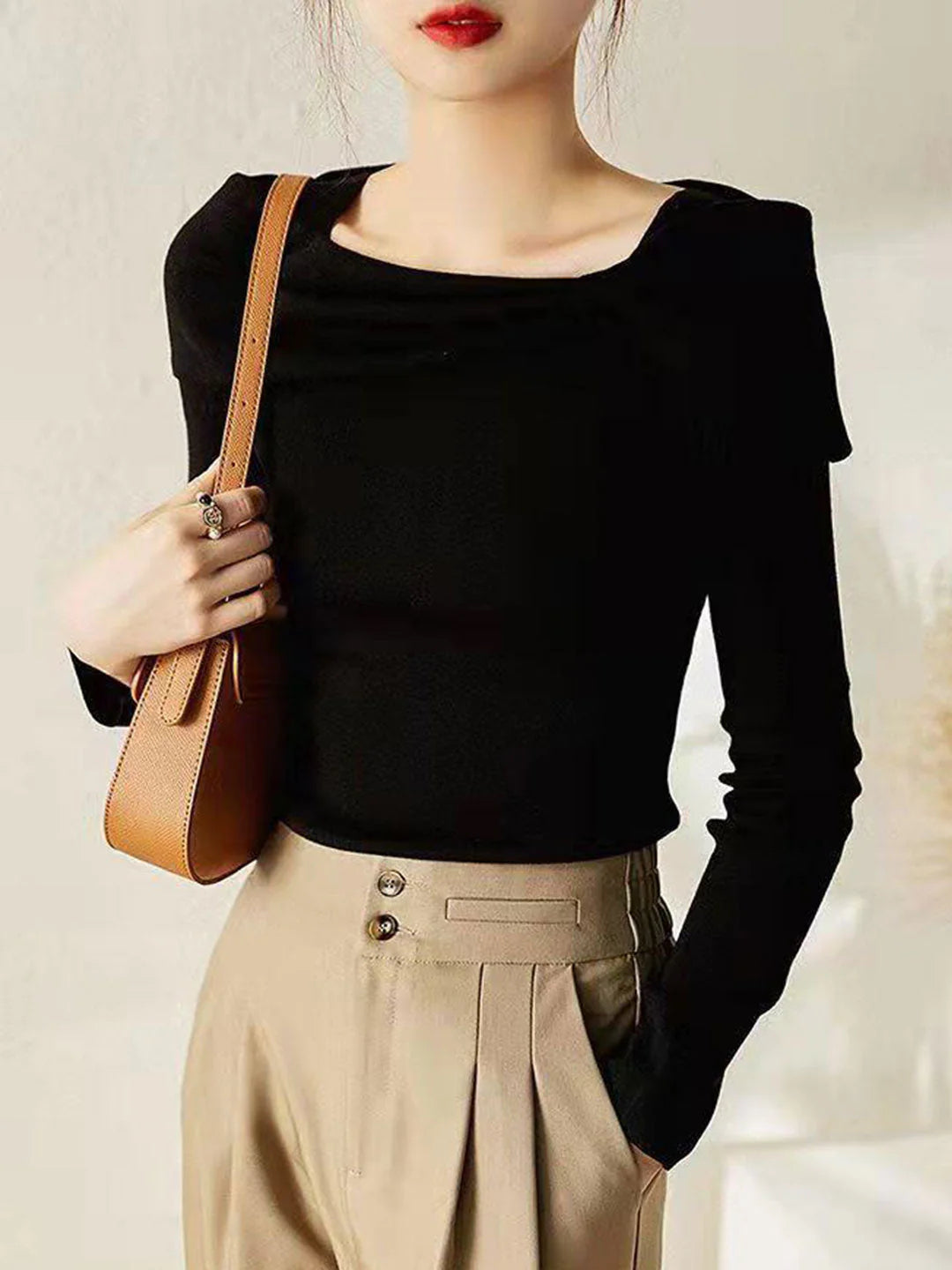 Bow Knitted Sweater - Red